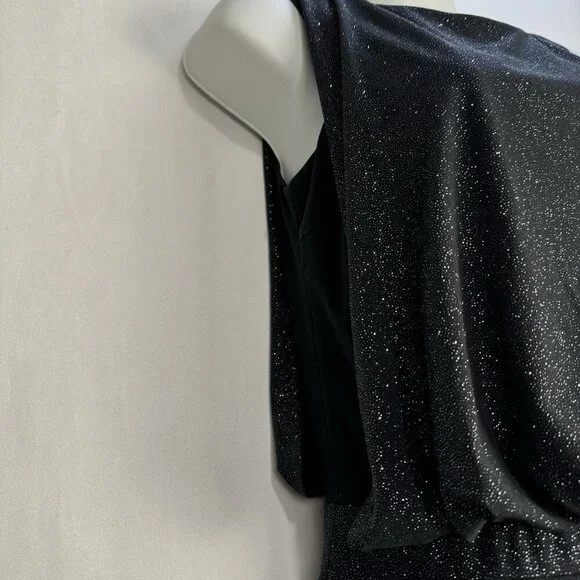 Xscape Sexy Mini Cocktail Dress Charcoal Glitter Cutout Back Bodycon Lined SZ 4 - Picture 5 of 16